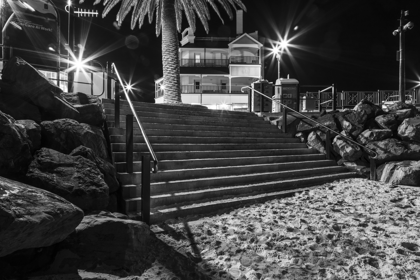Mono Print Set B Grade Beach Steps at Night Anthony Berni 2018   Night Photography